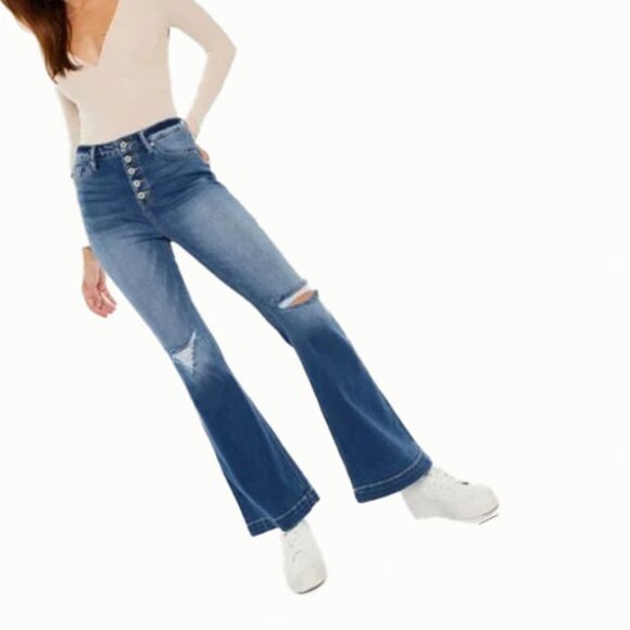 KANCAN Dixie Ultra High Rise Flare Jeans (Petite) Size XL, 70's Style - Picture 3 of 7
